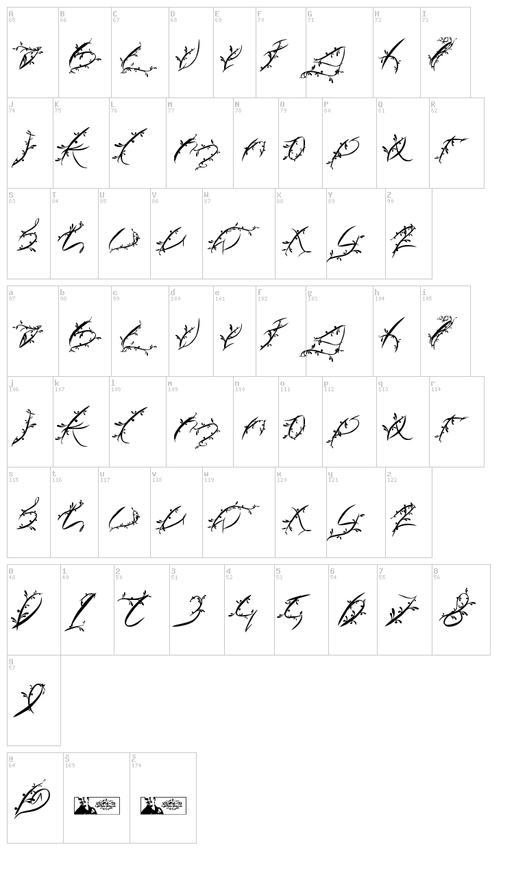 FTF Leafy Lopstonesia font map